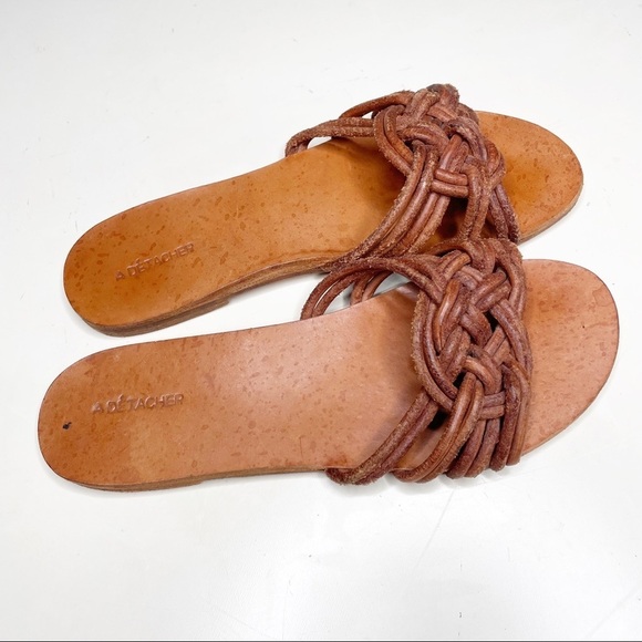 A Detacher Martha Sandal Woven Leather Brown Size 7 - Picture 2 of 8